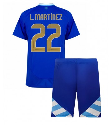 Argentina Lautaro Martinez #22 Borta Kläder Barn Copa America 2024 Kortärmad (+ Korta byxor)